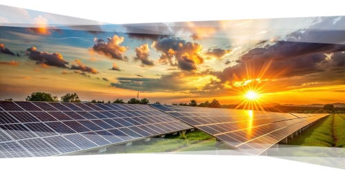 Zonnepanelen met zonopgang